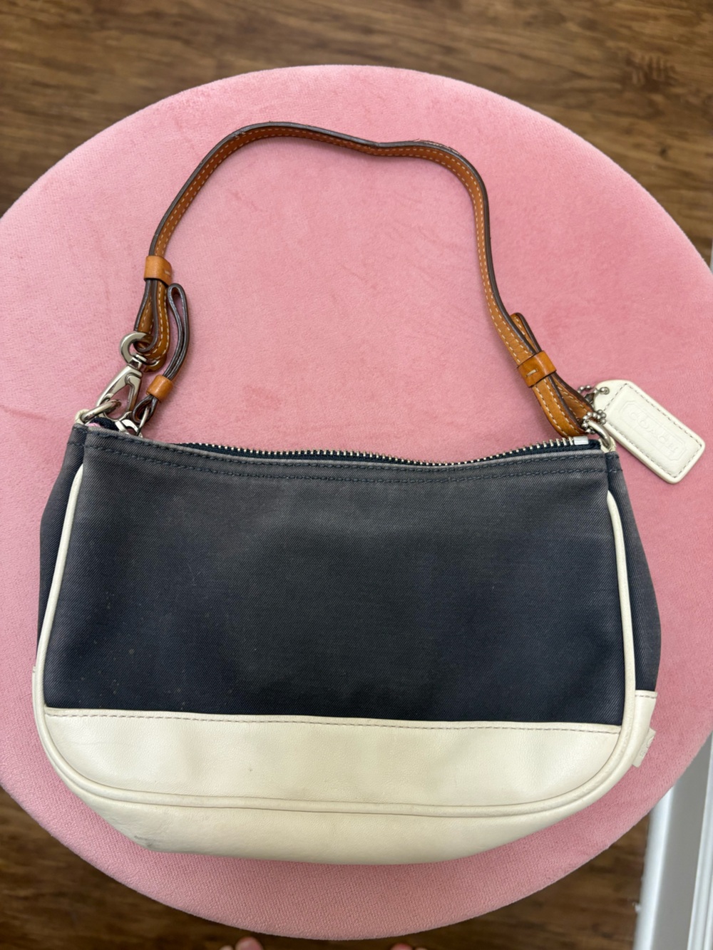 Coach Two-Tone dark blue & Cream Shoulder Bag